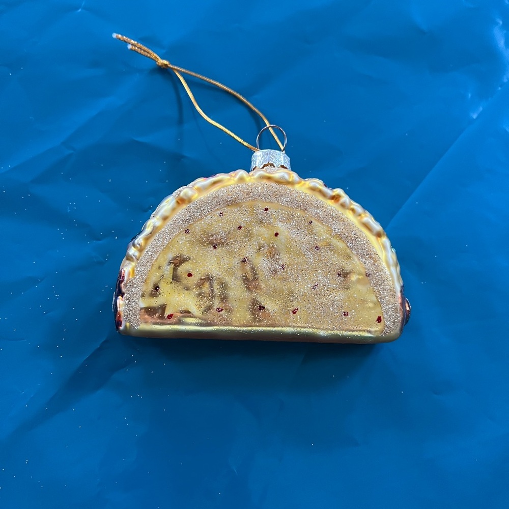 Glass Taco Ornament in Gold and Yellow